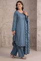 Blue silk Pakistani Plus Size Dress