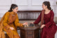 Deep Maroon & Yellwo Dresses