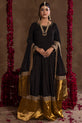Embroidered Black Chiffon Dress