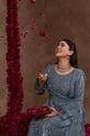 Gray Pakistani Chiffon Dress