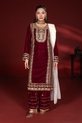 Luxury Maroon Pakistani Plus Size Dress