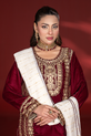 Luxury Maroon Velvet Dress For Women