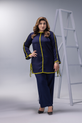 Navy and Lime Georgette Winter Dress