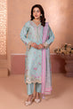  Pastel Aqua Embroidered Pakistani Plus Size Dress