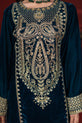 Teal Readymade Pakistani Winter Dress