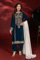 Teal Readymade Velvet Dress