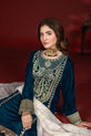 Teal Readymade Velvet Dress For Wmen