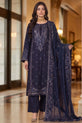 Navy Blue Embroidered Karandi Suit with Chiffon Dupatta - KR05A