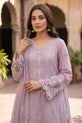 Lilac Embroidered Linen 3 Piece Suit with Chiffon Dupatta - GU777