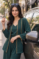Textured Forest Green Modern Kimono Co-ord -RW22