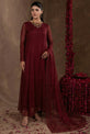  deep maroon chiffon maxi