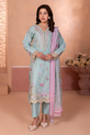 pastel aqua embroidered cotton suit